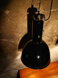 Original vintage black Bauhaus pendant light, cast iron top, 1960s – thumbnail 7