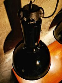 Original vintage black Bauhaus pendant light, cast iron top, 1960s – thumbnail 6