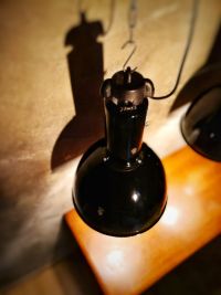 Original vintage black Bauhaus pendant light, cast iron top, 1960s – thumbnail 5