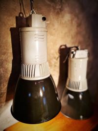 Original vintage XXL pendant light with narrow cone, Czech 1970s – thumbnail 11
