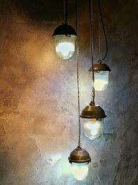 Small original vintage pendant light with ribbed glass, Russia 1970s-80s – thumbnail 5
