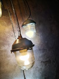 Small original vintage pendant light with ribbed glass, Russia 1970s-80s – thumbnail 9