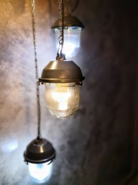 Small original vintage pendant light with ribbed glass, Russia 1970s-80s – thumbnail 10