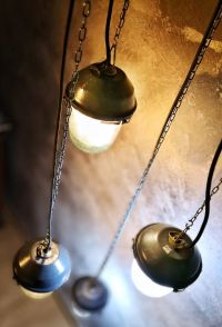 Small original vintage pendant light with ribbed glass, Russia 1970s-80s – thumbnail 8