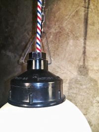 Small original vintage pendant light with opal glass globe, USSR 1970s – thumbnail 13