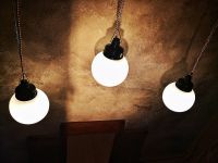 Small original vintage pendant light with opal glass globe, USSR 1970s – thumbnail 5