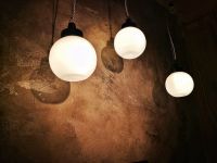 Small original vintage pendant light with opal glass globe, USSR 1970s – thumbnail 3