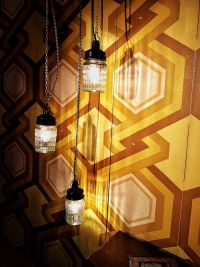Small original vintage pendant light in textured glass, USSR 1970s – thumbnail 11