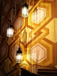 Small original vintage pendant light in textured glass, USSR 1970s – thumbnail 10