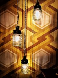 Small original vintage pendant light in textured glass, USSR 1970s – thumbnail 9