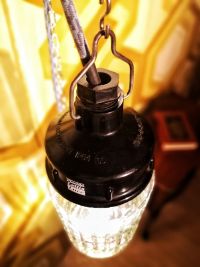 Small original vintage pendant light in textured glass, USSR 1970s – thumbnail 13