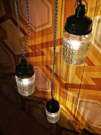 Small original vintage pendant light in textured glass, USSR 1970s – thumbnail 5