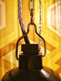 Small original vintage pendant light in textured glass, USSR 1970s – thumbnail 14