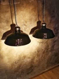 Original vintage pendant light in glossy black, Poland 1950s – thumbnail 17