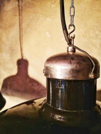 Original vintage pendant light in glossy black, Poland 1950s – thumbnail 18