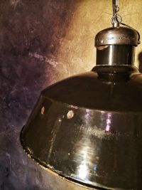 Original vintage pendant light in glossy black, Poland 1950s – thumbnail 20