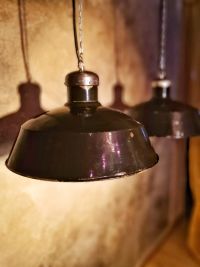 Original vintage pendant light in glossy black, Poland 1950s – thumbnail 12