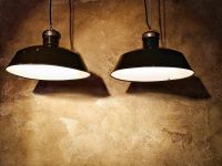 Original vintage pendant light in glossy black, Poland 1950s – thumbnail 8