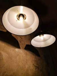 Original vintage pendant light in glossy black, Poland 1950s – thumbnail 7