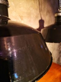 Original vintage pendant light in glossy black, Poland 1950s – thumbnail 19