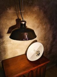 Original vintage pendant light in glossy black, Poland 1950s – thumbnail 5