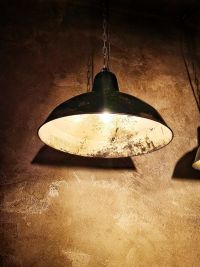 Original vintage black pendant light with patina, Poland 1930s – thumbnail 15