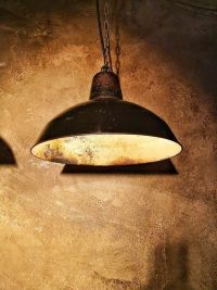 Original vintage black pendant light with patina, Poland 1930s – thumbnail 14