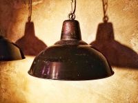 Original vintage black pendant light with patina, Poland 1930s – thumbnail 12