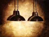 Original vintage black pendant light with patina, Poland 1930s – thumbnail 10