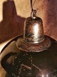 Original vintage black pendant light with patina, Poland 1930s – thumbnail 19