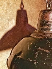 Original vintage black pendant light with patina, Poland 1930s – thumbnail 18