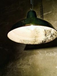 Original vintage black pendant light with patina, Poland 1930s – thumbnail 7