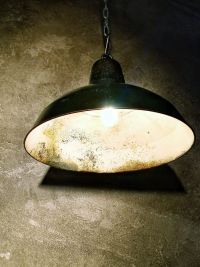 Original vintage black pendant light with patina, Poland 1930s – thumbnail 6