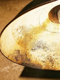 Original vintage black pendant light with patina, Poland 1930s – thumbnail 5