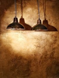 Original vintage black pendant light with patina, Poland 1930s – thumbnail 3
