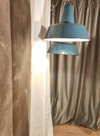 Lampada a sospensione vintage originale azzurra 41 cm, Polonia anni '60 – miniatura 12
