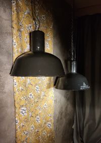 Lampada a sospensione vintage originale nera a falda lunga, 41 cm – miniatura 17