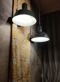 Lampada a sospensione vintage originale nera a falda lunga, 41 cm – miniatura 16