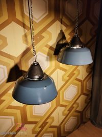 Lampada a sospensione vintage originale grigio-azzurra, Ungheria anni '60 – miniatura 3