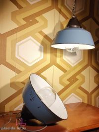 Lampada a sospensione vintage originale grigio-azzurra, Ungheria anni '60 – miniatura 1