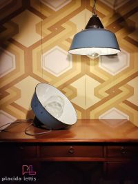 Lampada a sospensione vintage originale grigio-azzurra, Ungheria anni '60 – miniatura 13
