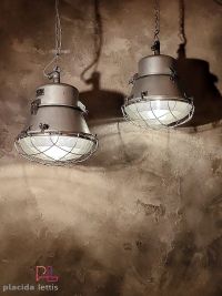 Lampada a sospensione vintage originale argento, vetro curvo e griglia – miniatura 8