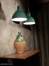 Lampada a sospensione vintage a mezza sfera verde, Polonia anni '60 – miniatura 14