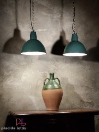 Lampada a sospensione vintage a mezza sfera verde, Polonia anni '60 – miniatura 13