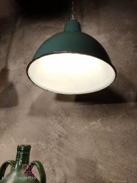 Lampada a sospensione vintage a mezza sfera verde, Polonia anni '60 – miniatura 12