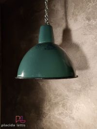Lampada a sospensione vintage a mezza sfera verde, Polonia anni '60 – miniatura 10