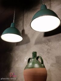 Lampada a sospensione vintage a mezza sfera verde, Polonia anni '60 – miniatura 9