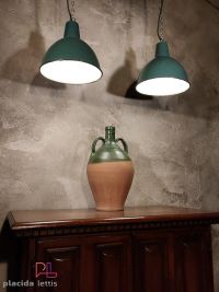 Lampada a sospensione vintage a mezza sfera verde, Polonia anni '60 – miniatura 8