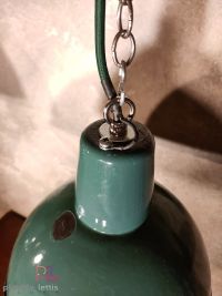 Lampada a sospensione vintage a mezza sfera verde, Polonia anni '60 – miniatura 7