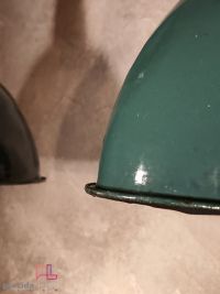 Lampada a sospensione vintage a mezza sfera verde, Polonia anni '60 – miniatura 5